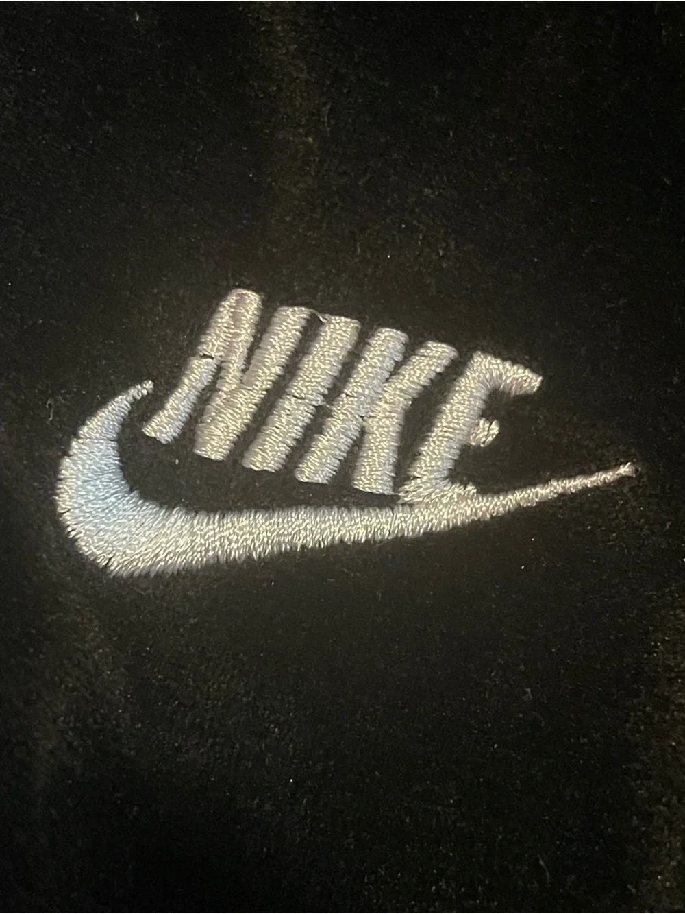 Nike Woman’s M Black Velour Full Zip Hoodie with White Embroidered Swoosh. 20P-P